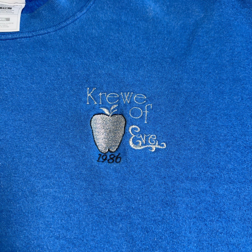 Krewe of Eve Mardi Gras Sweatshirt XXL Mandeville Louisiana Embroidered Blue