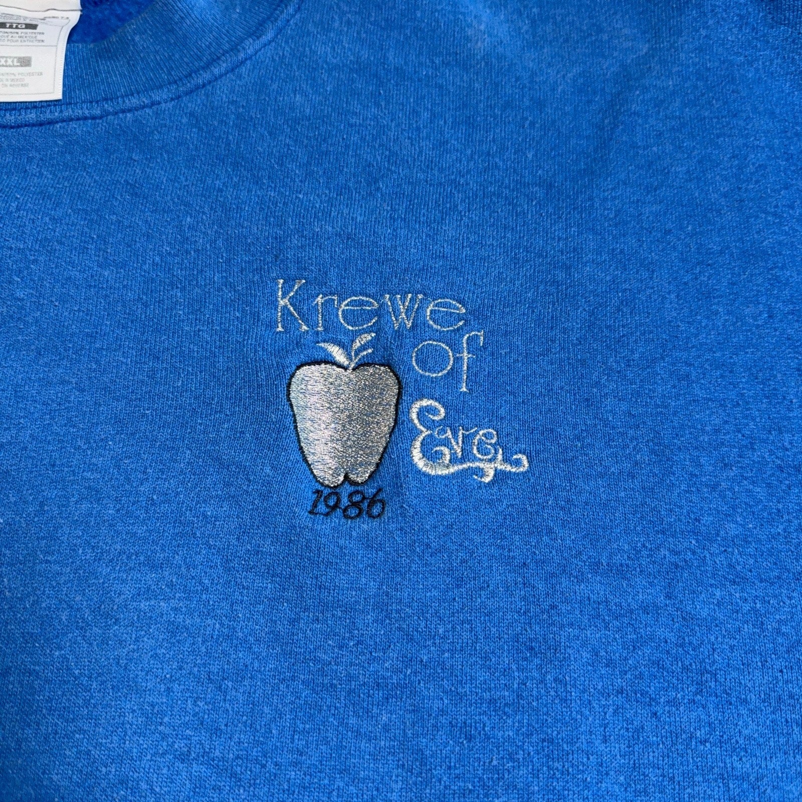 Krewe of Eve Mardi Gras Sweatshirt XXL Mandeville Louisiana Embroidered Blue