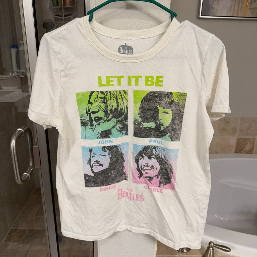 Beatles Let It Be T Shirt Womens Medium John Paul George Ringo Graphic Band Tee