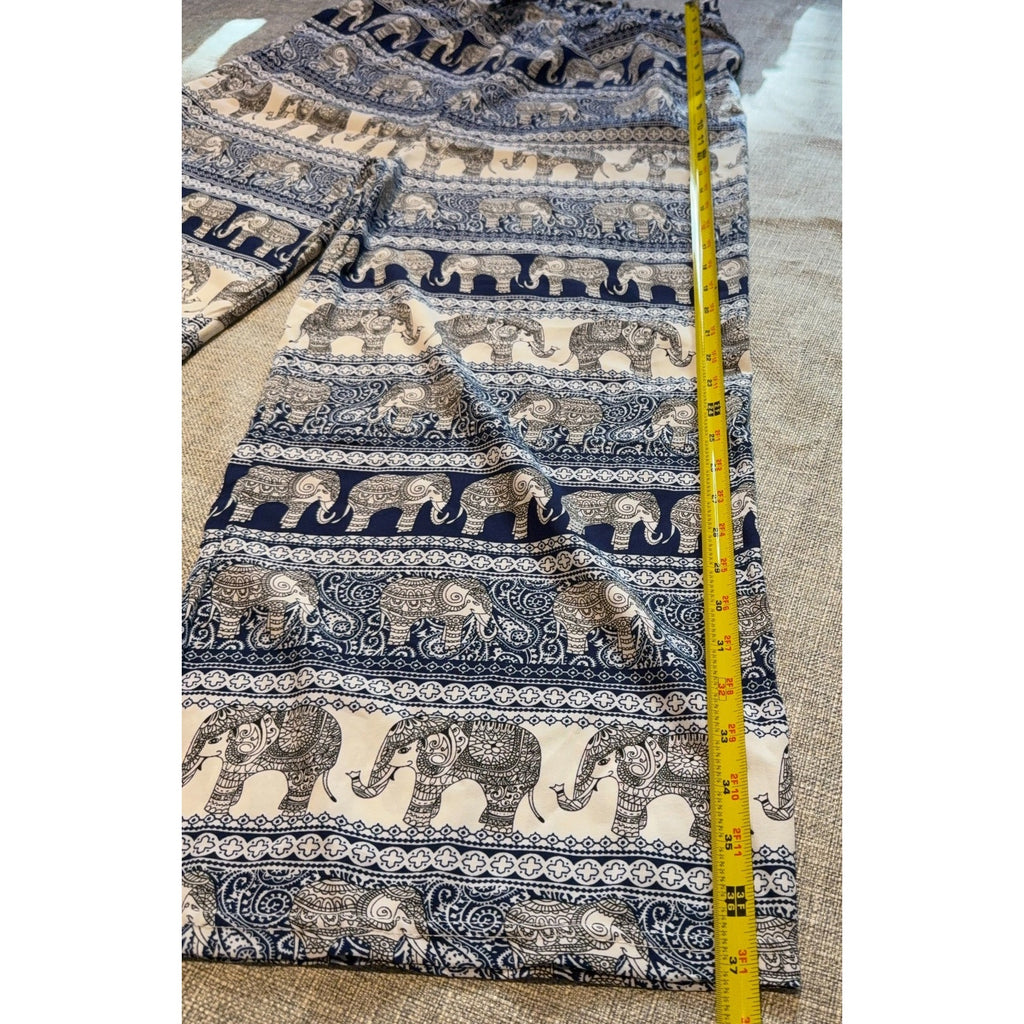 Boho Lounge Yoga Hemxi Elephant Palazzo Pants Women’s Wide Leg Festival NWT