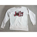 Royce Brand Jolly Christmas Sweatshirt Women L Plaid Leopard Applique Ivory