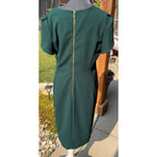 Calvin Klein Dress Womens 14 Green Tulip Sleeve Sheath Career Cocktail Midi