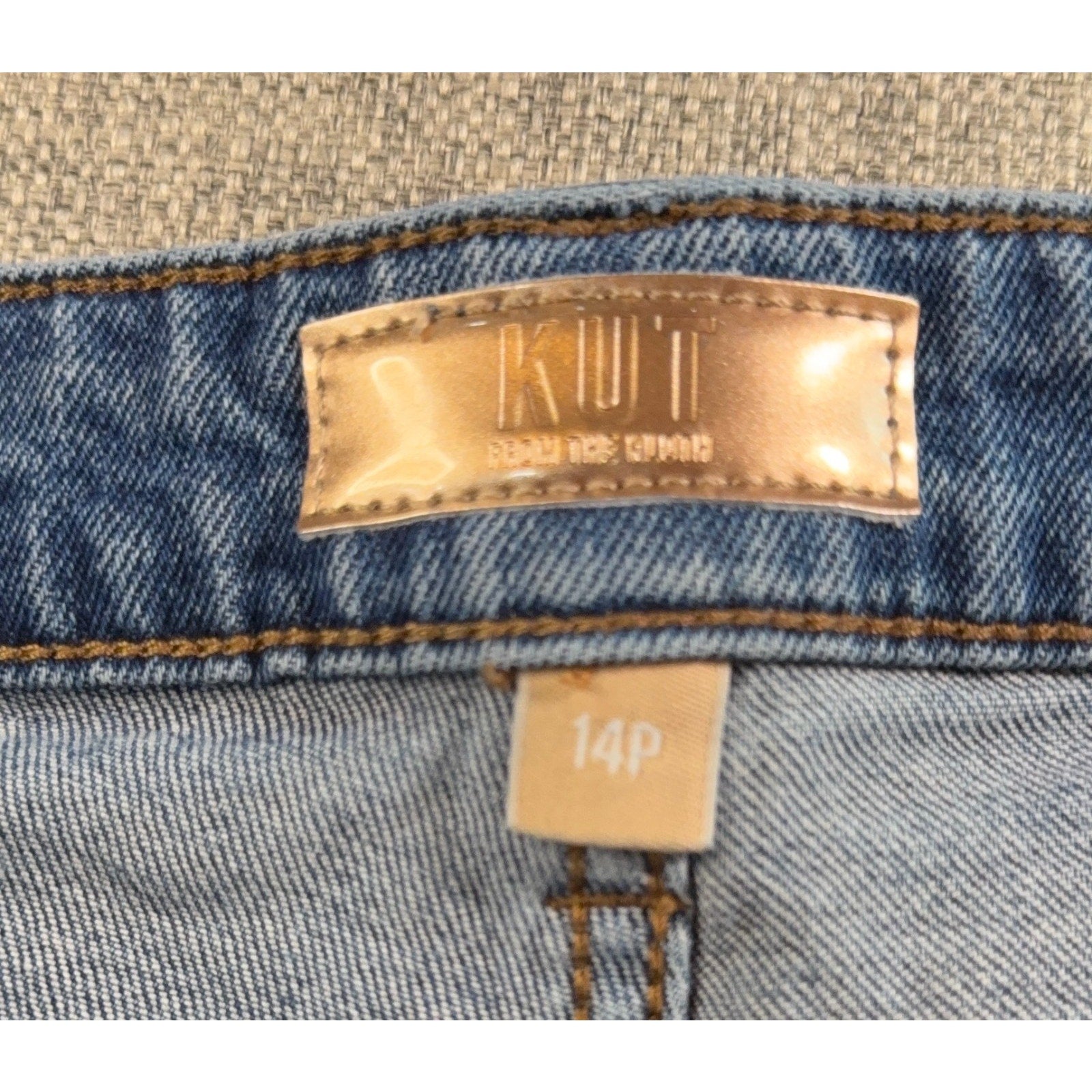 KUT From the Kloth Ashley Jeans Women 14P Petite Slouchy Barrel High Rise Blue