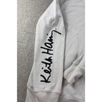 Keith Haring Hoodie Mens S White Dancing Figures Pop Art Pullover Sweatshirt