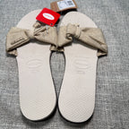 Havaianas You St Tropez Shine Bow Sandals Women 7/8 Beige Metallic NWT