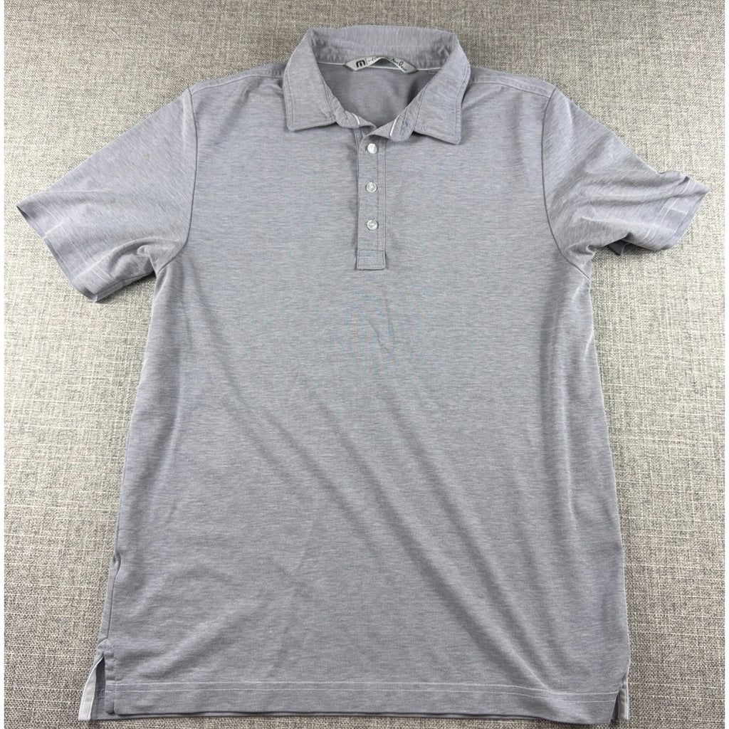 TravisMathew Polo Shirt Mens Medium Gray Golf Performance Short Sleeve