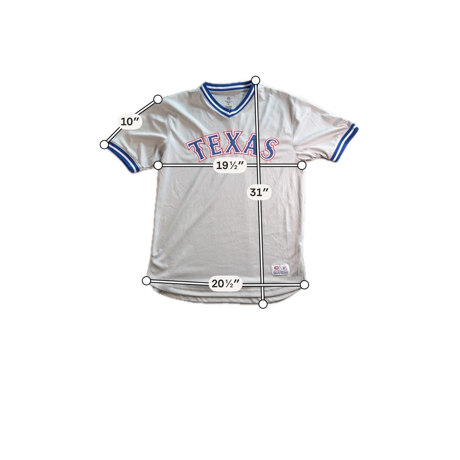 Texas Rangers Jersey Mens Medium Gray True Fan MLB Baseball Pullover Shirt