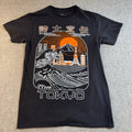 The Young & Wild Tokyo Japan T Shirt Mens S Black Mt Fuji Great Wave Graphic