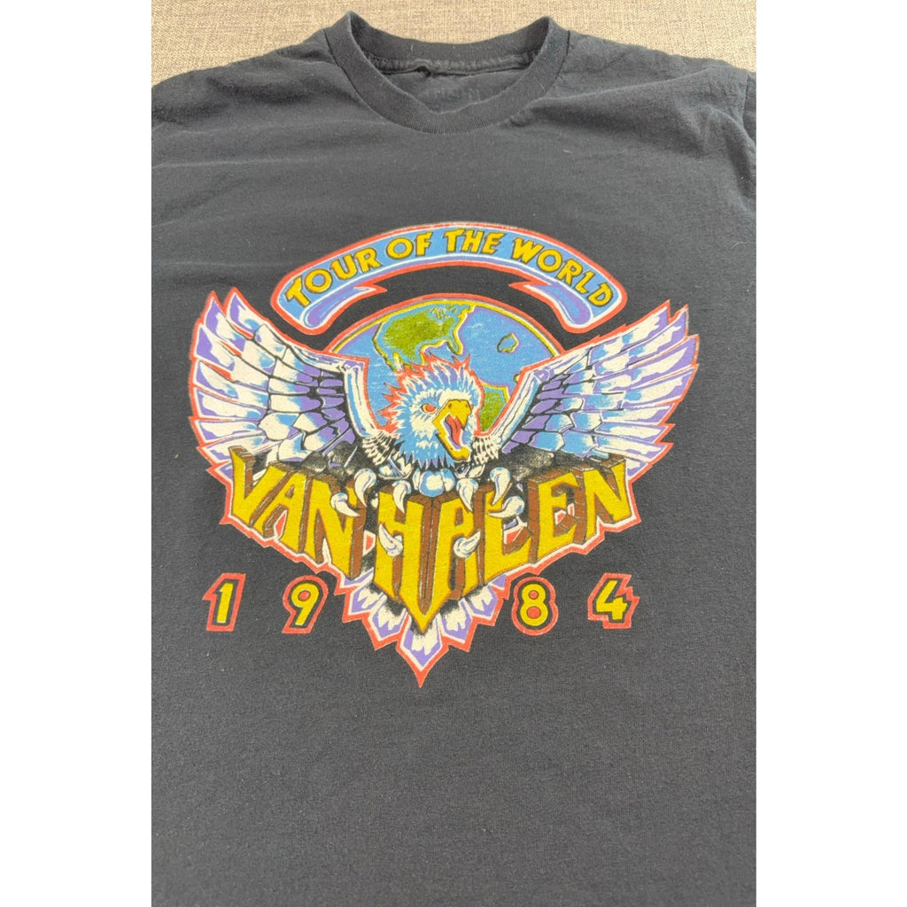 Van Halen Tour of the World 1984 Mens S Black Eagle Graphic Band T Shirt