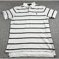 Polo Ralph Lauren Mens L White Brown Striped Pony Logo Cotton Polo Shirt