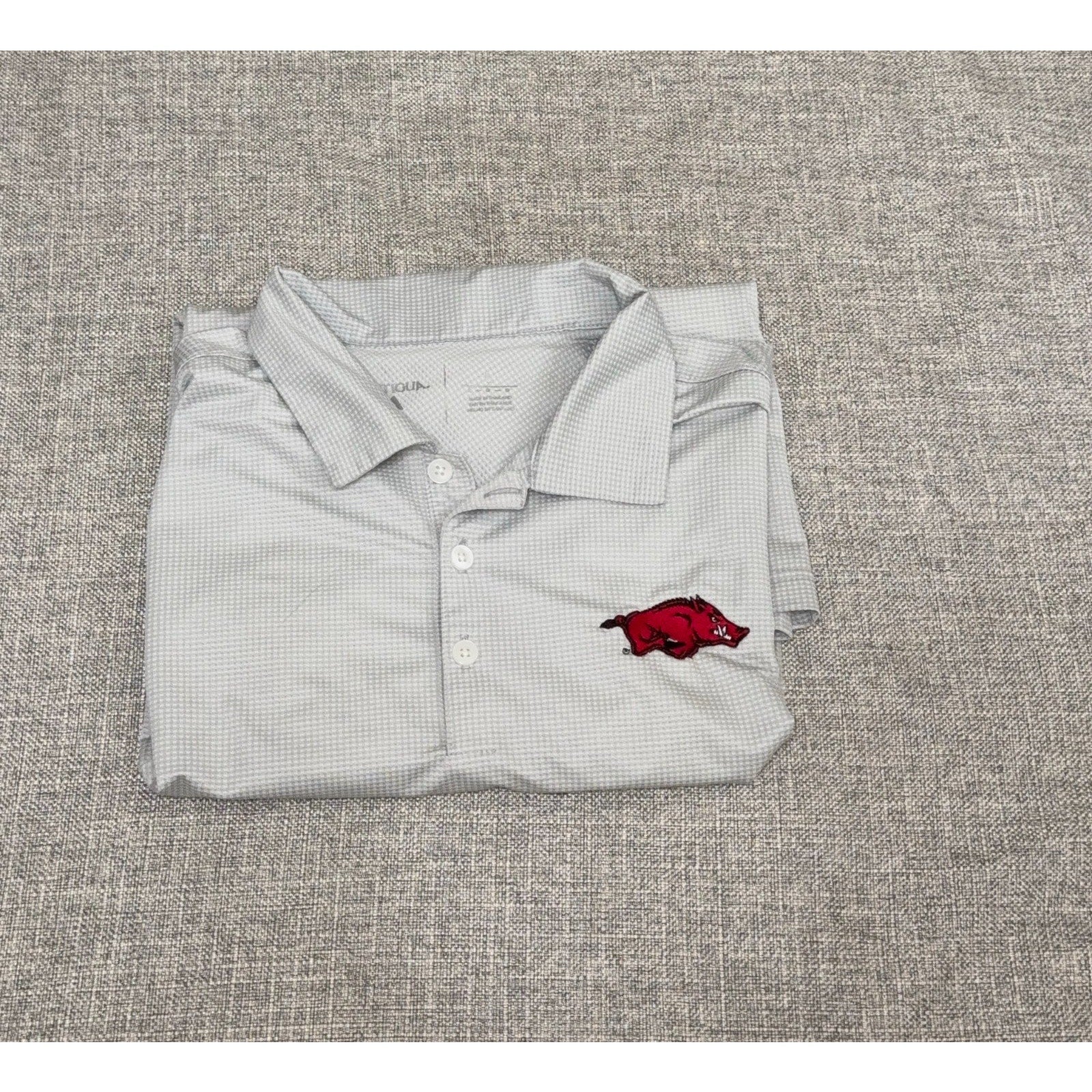 Arkansas Razorbacks Antigua Polo Shirt Mens L Gray Golf Performance NCAA Hogs