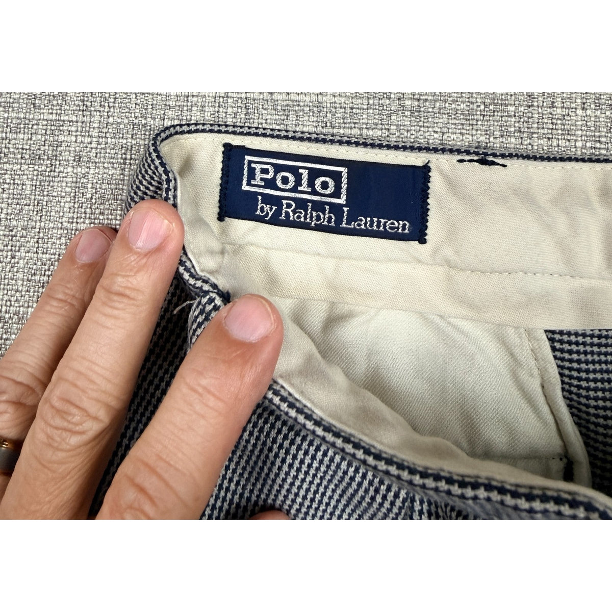 Polo Ralph Lauren Mens 46 Houndstooth Pleated Cuffed Pants Cotton Wool