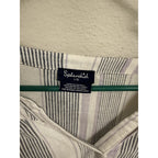 Splendid Womens Large Linen Blend Striped Blouse Purple White Boho Top