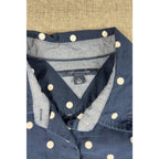 Tommy Hilfiger Womens XL Navy Polka Dot Button Up Shirt Long Sleeve Pocket