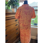 Lands’ End Women’s Medium Pink Tropical Midi Dress Rayon Blend Island Print Belt