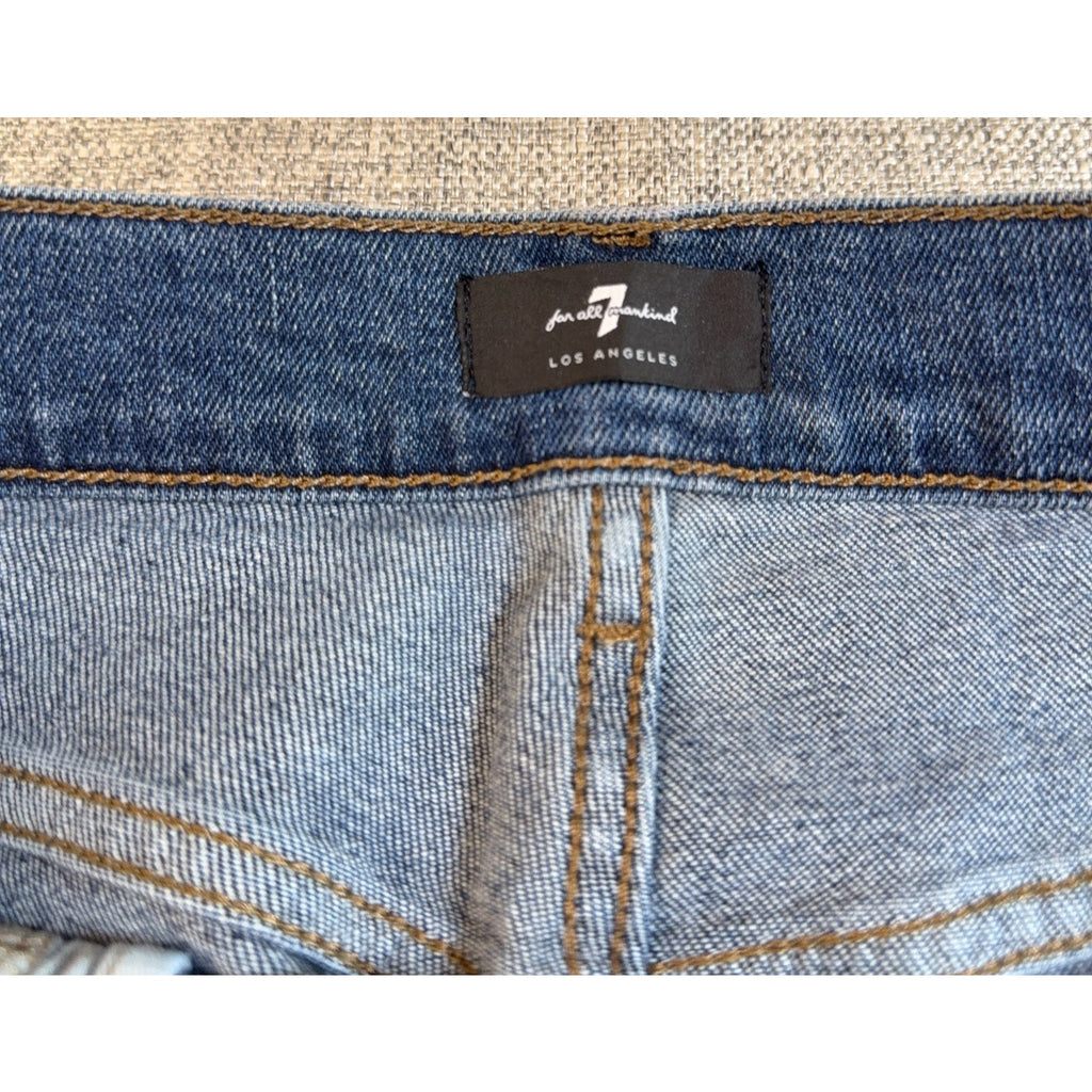 7 For All Mankind Denim Shorts Mens 33 NWT Raw Hem Cutoff Stretch Blue Jeans