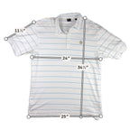 Dunning Golf Polo Shirt Mens XXL White Blue Stripe Stretch Performance SV Logo