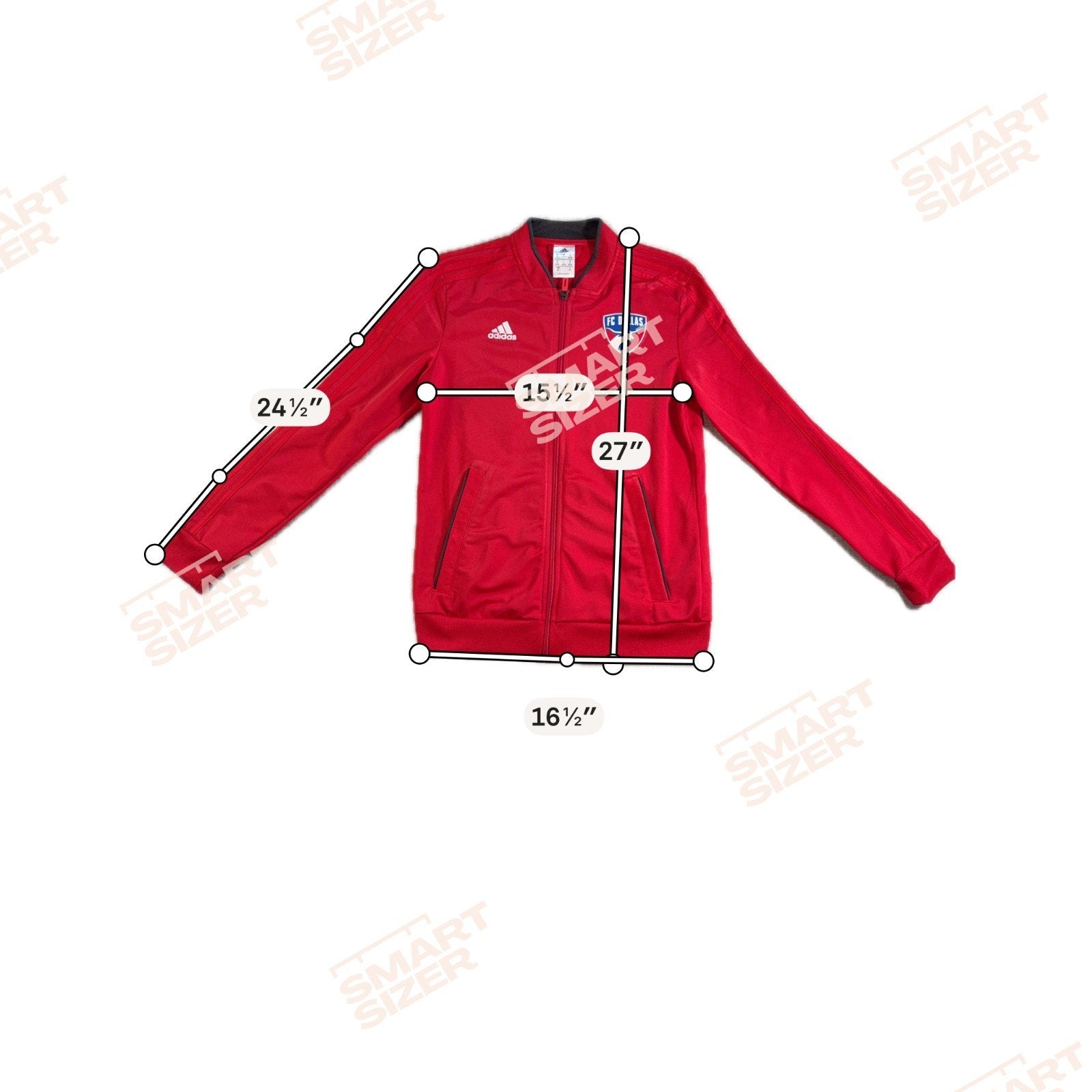 Adidas FC Dallas MLS Soccer Jacket Womens S Red Full Zip Track Warm Up 3 Stripe