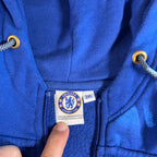 Chelsea FC Hoodie Mens 3XL Blue White Navy 1/4 Zip Official Soccer Pullover