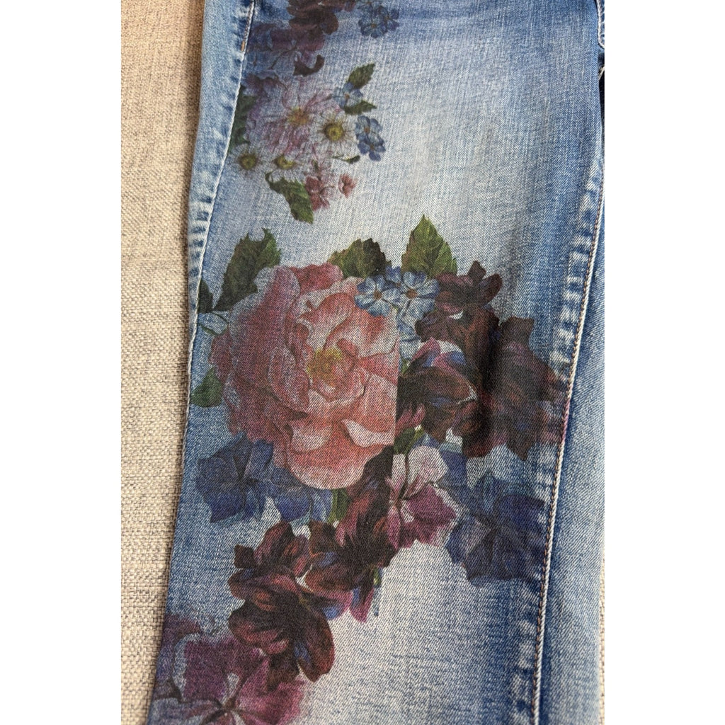 William Rast Perfect Skinny Jeans Womens 14 Floral Rose Print Justin Timberlake