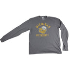 Michigan Wolverines ’47 Brand Mens L Long Sleeve Shirt Retro Mascot NCAA Gray