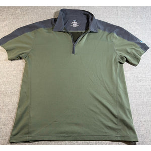 Kuhl Mens XL Quarter Zip Polo Shirt Olive Green Charcoal Performance Flawed
