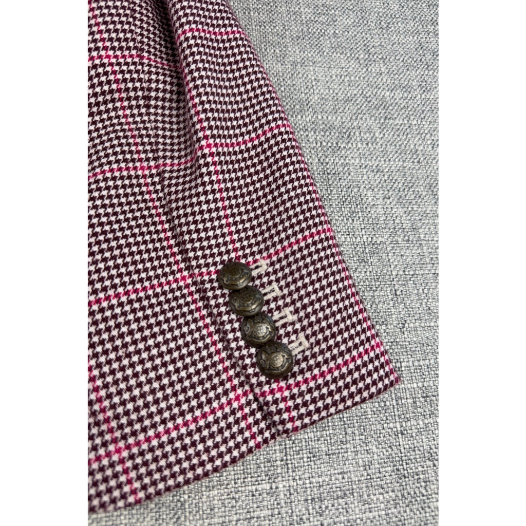 Court & Rowe Womens Blazer Size 14 Houndstooth Plaid Double Breasted Pink
