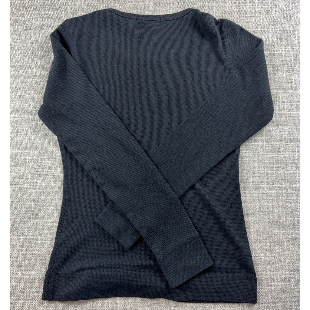 Vintage Y2K Forever 21 Black Thermal Shirt Womens M Waffle Knit Fitted Top