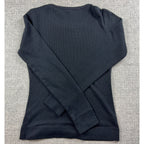 Vintage Y2K Forever 21 Black Thermal Shirt Womens M Waffle Knit Fitted Top
