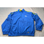 Stussy Authentic Gear Windbreaker Jacket Mens XL Blue Neon Yellow Quarter Zip