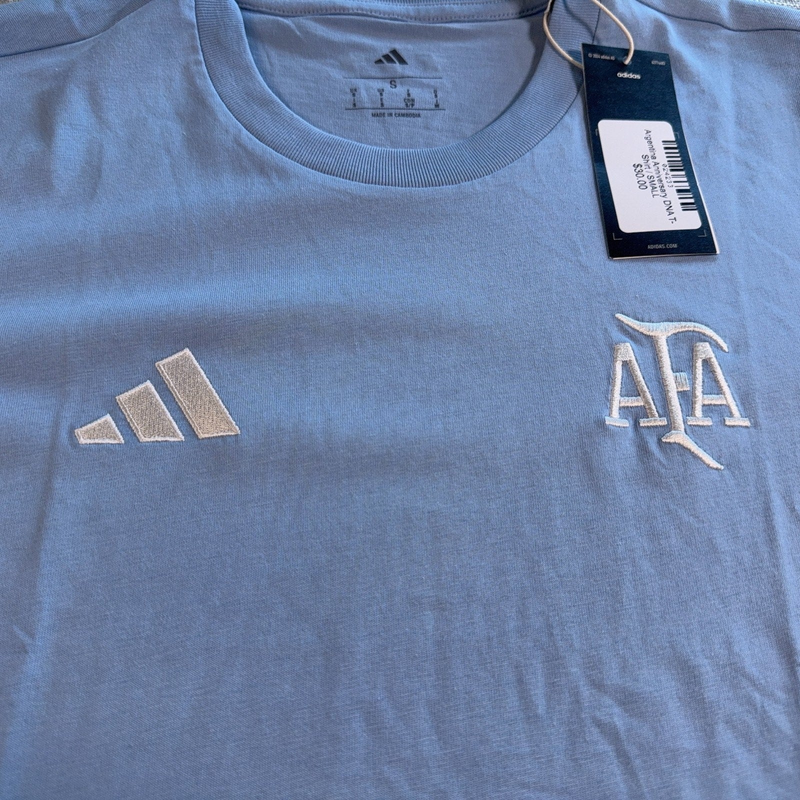 Adidas Argentina AFA DNA T Shirt Mens Small NWT Blue Soccer Football National
