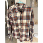 Orvis Shirt Mens M Plaid Button Down Cotton Red Tan Blue Casual Outdoor Classic