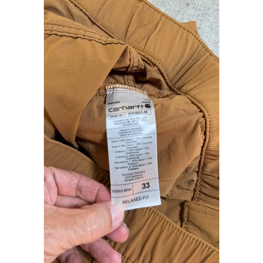 Carhartt Force Shorts Mens 33 Brown Relaxed Fit Stretch Nylon Hiking Work