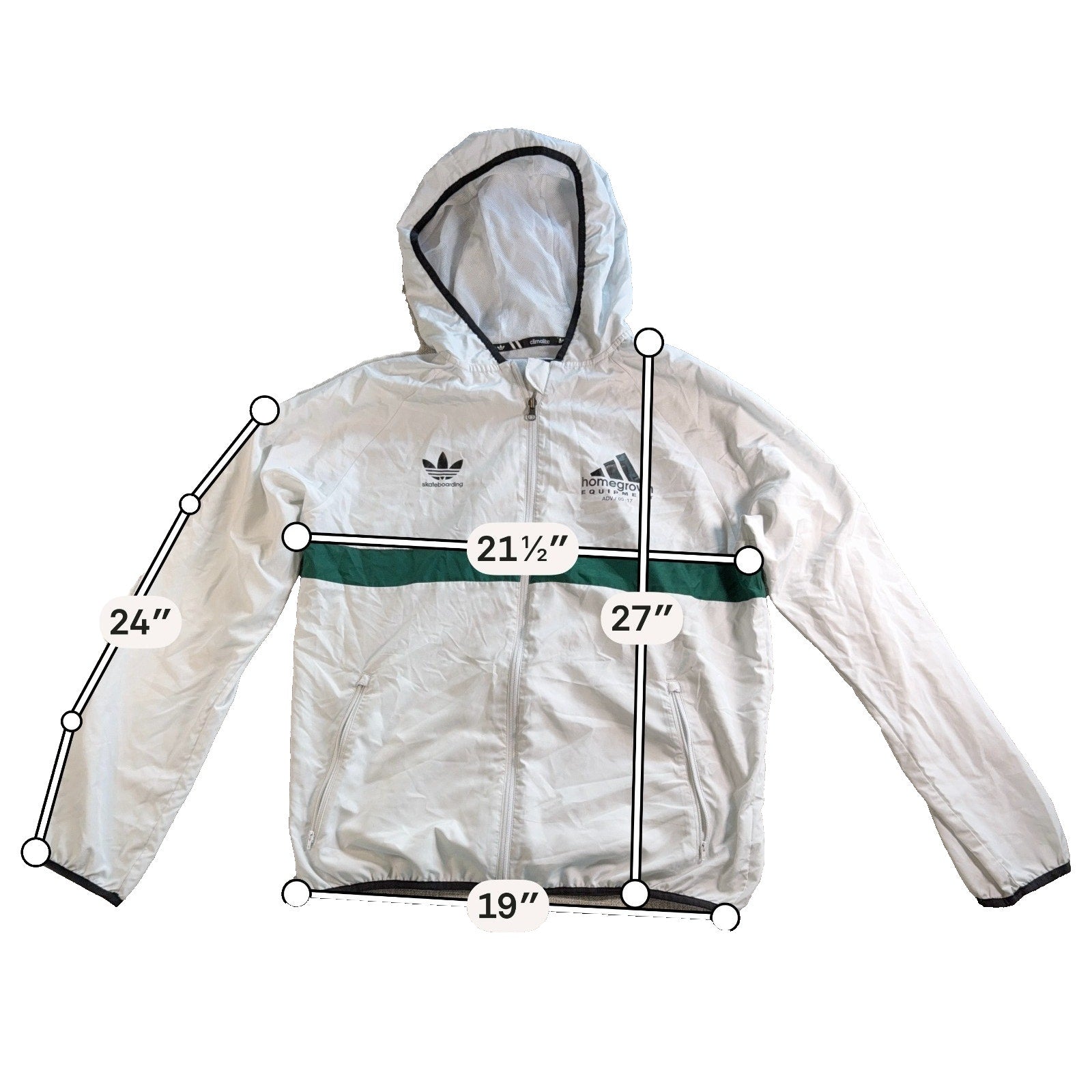 Adidas Skateboarding Climalite Windbreaker Jacket Mens L Homegrown ADV 05-17