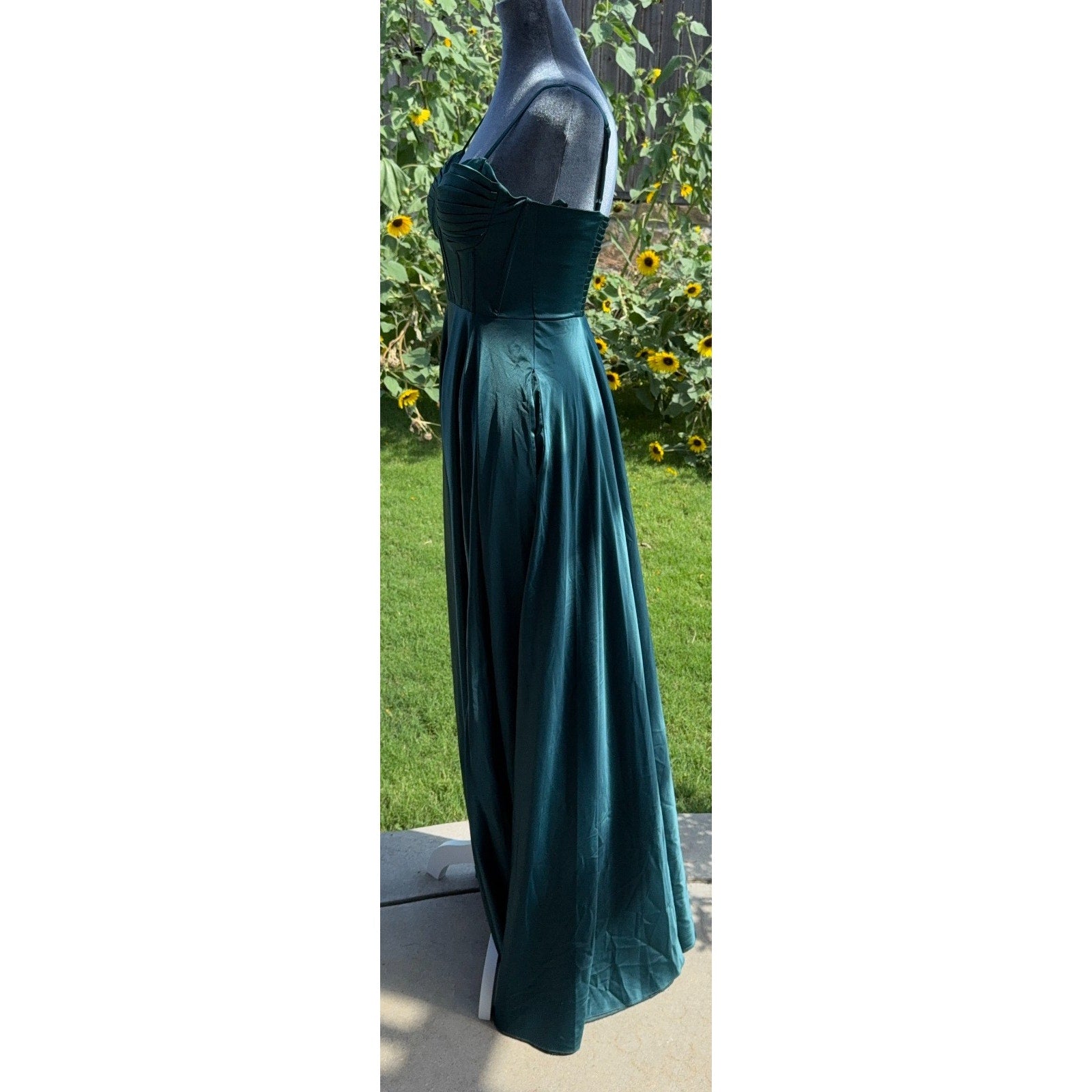 B Darlin Emerald Green Satin Corset Prom Dress Juniors 1/2 Formal Gown