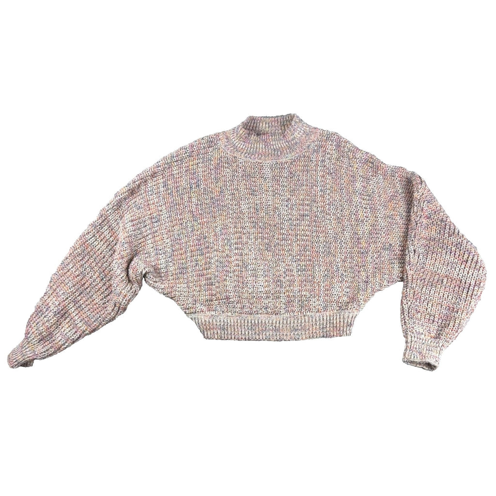 BB Dakota Steve Madden Sweater Womens M Multicolor Marled Crop Mock Neck Balloon