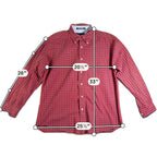 Tommy Hilfiger Shirt Mens L Red Navy Gingham Check Button Down Crest Logo