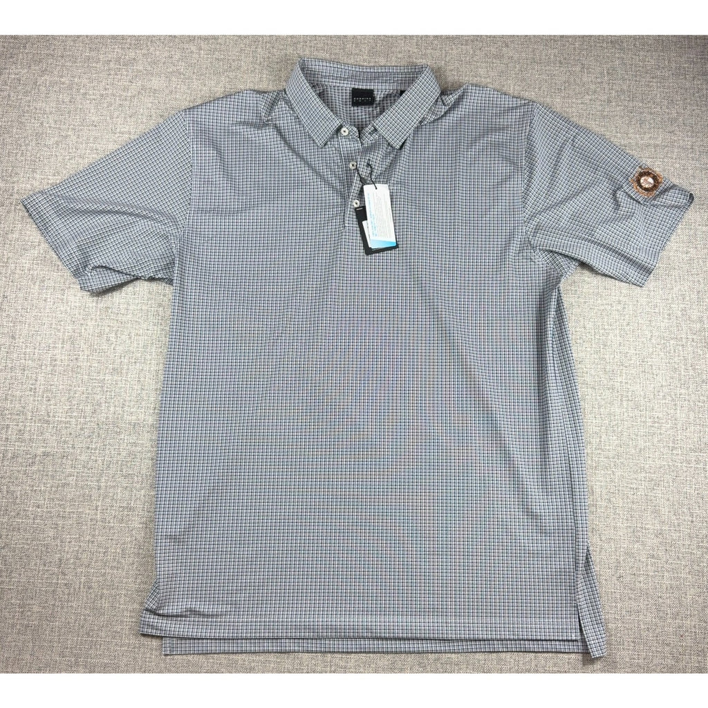 Dunning Golf Polo Mens XXL Black White Check COOLMAX Stretch NWT Club Logo