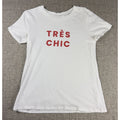 LOFT Outlet Tres Chic Graphic T Shirt Womens Small White Red French Quote