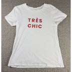 LOFT Outlet Tres Chic Graphic T Shirt Womens Small White Red French Quote