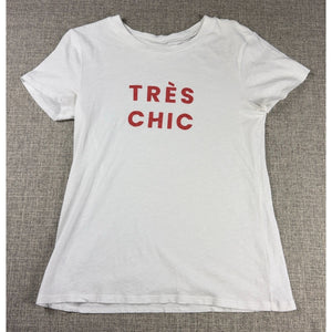 LOFT Outlet Tres Chic Graphic T Shirt Womens Small White Red French Quote