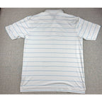 Dunning Golf Polo Shirt Mens XXL White Blue Stripe Stretch Performance SV Logo