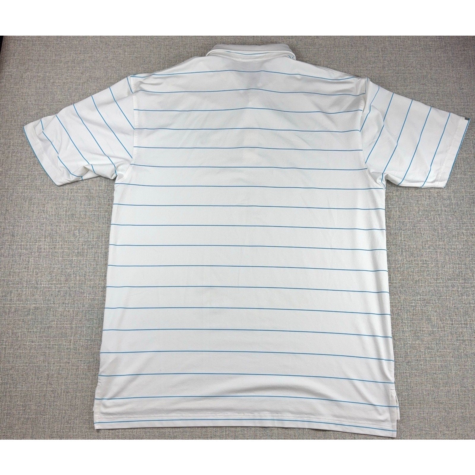 Dunning Golf Polo Shirt Mens XXL White Blue Stripe Stretch Performance SV Logo
