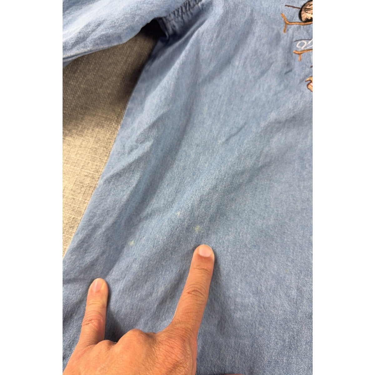 Passion 3XL Embroidered Cat Denim Shirt Womens Chambray Yarn Kittens Cottagecore
