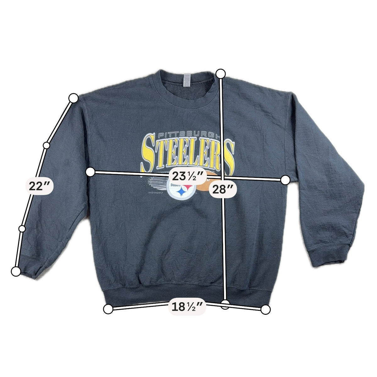 Pittsburgh Steelers Sweatshirt Mens XL Black Gildan NFL Football Crewneck Faded