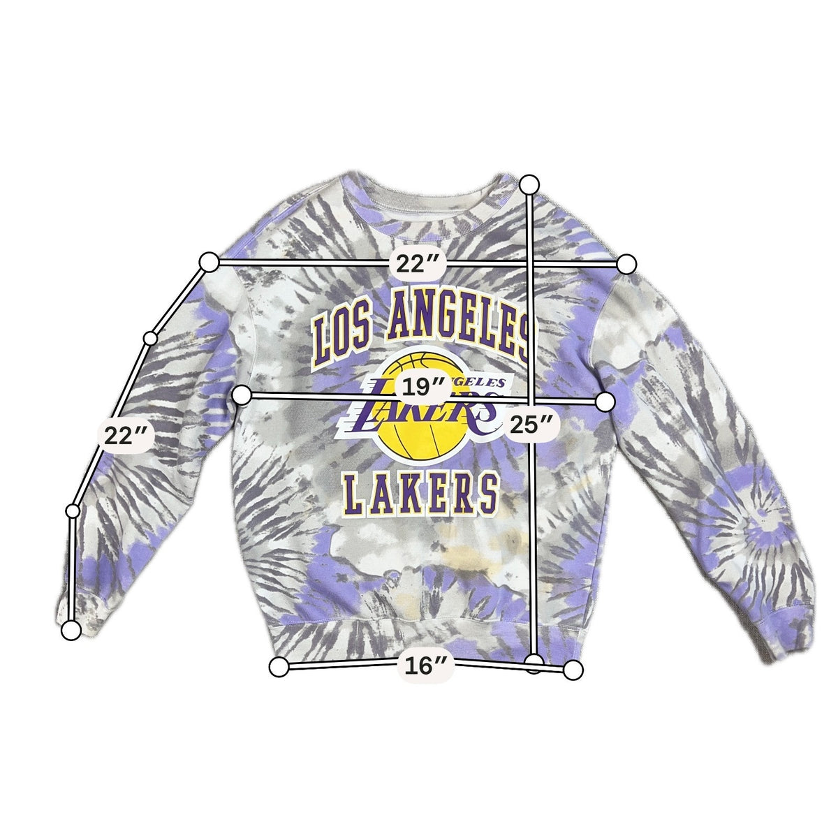 Los Angeles Lakers Tie Dye Sweatshirt Adult M Purple Gray NBA Crewneck