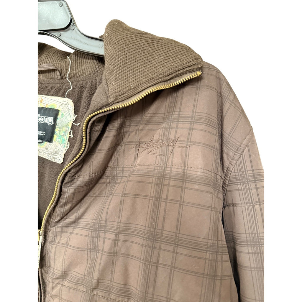 Vintage Y2K Billabong Brown Plaid Fleece Lined Jacket Men's XL