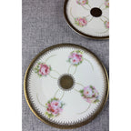 Antique PM Moschendorf Bavaria Hand Painted Rose Plates Set 6 Gold Rim 1895-1910
