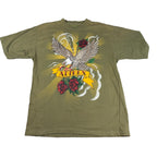 Avirex Mens L Eagle Roses Graphic T Shirt Rhinestone Studded Olive Green Y2K