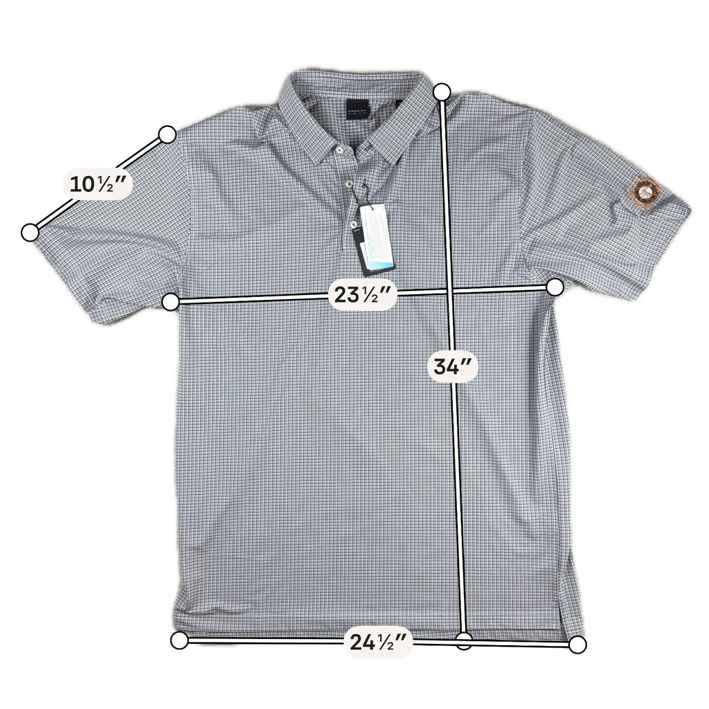 Dunning Golf Polo Mens XXL Black White Check COOLMAX Stretch NWT Club Logo